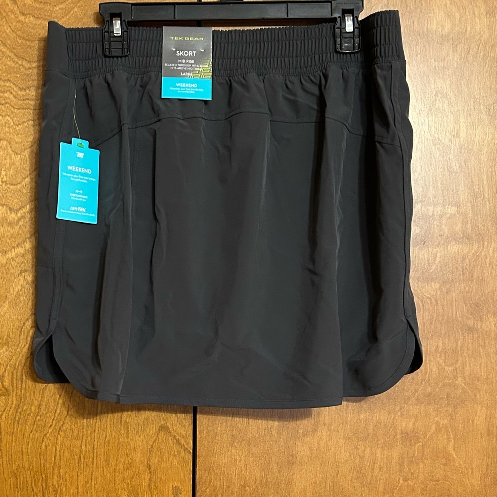 NWT Tek Gear grey swim skort w/zippered side pockets & elastic waist L bonus top - Picture 7 of 16